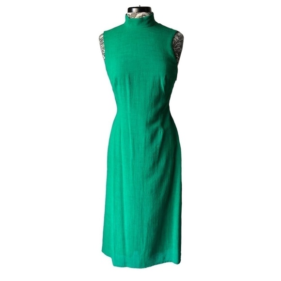 CEFINN Sleeveless Midi Sheath Dress Mandarin Collar Kelly Green Size 6 - Picture 1 of 8
